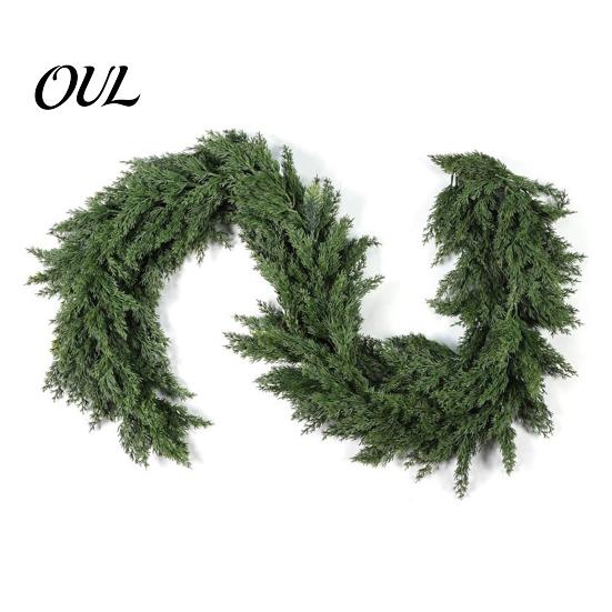 DIY Christmas Floral Arrangements 4/6FT Artificial Cedar Garland, Real Touch Pine Garland Decoration, Faux Winter Wreath, Realistic Commercial Display