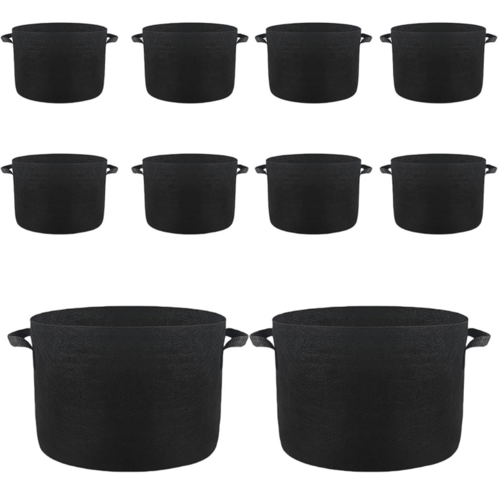 10pc 5 Gallon Fabric Grow Bags with Dual Handles Nonwoven Planting Pots for Gardening Nursery Seedling Container Planting Bags