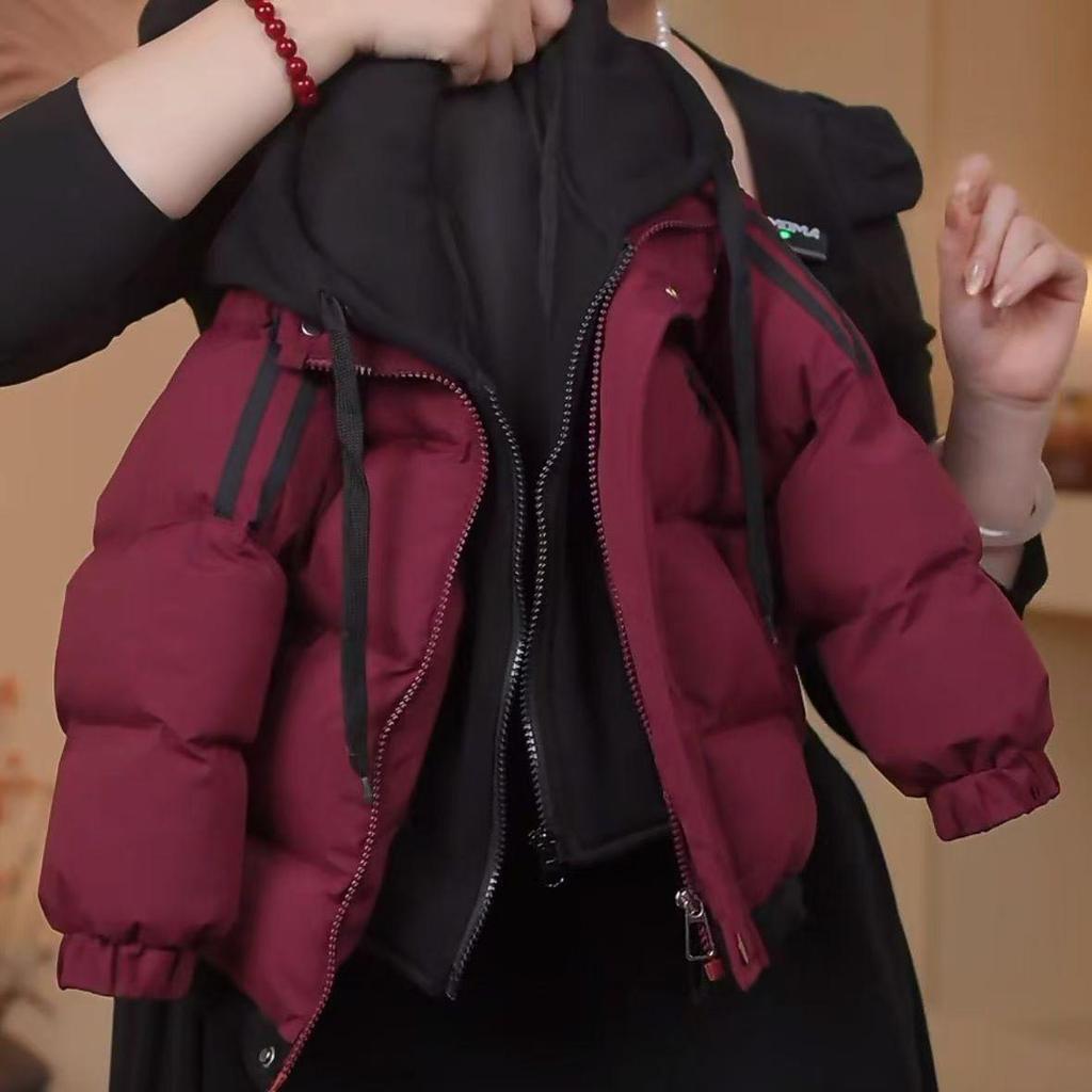 Kids' Winter Floral Jacket - Black, Mid-Length, Thick Down Cotton, Two-Piece Look (2025)