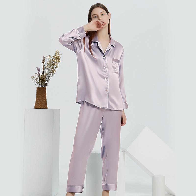 Butterfly Embroidery Silk Pajama Set - Women's Mulberry Silk Two-Piece for Spring/Summer