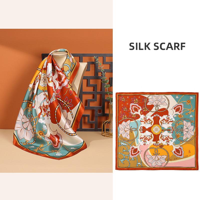 68*68cm 100% Mulberry Silk Scarf Luxury Printed Square Shawl Elegant Lightweight Soft Summer Fashion Accessory Women