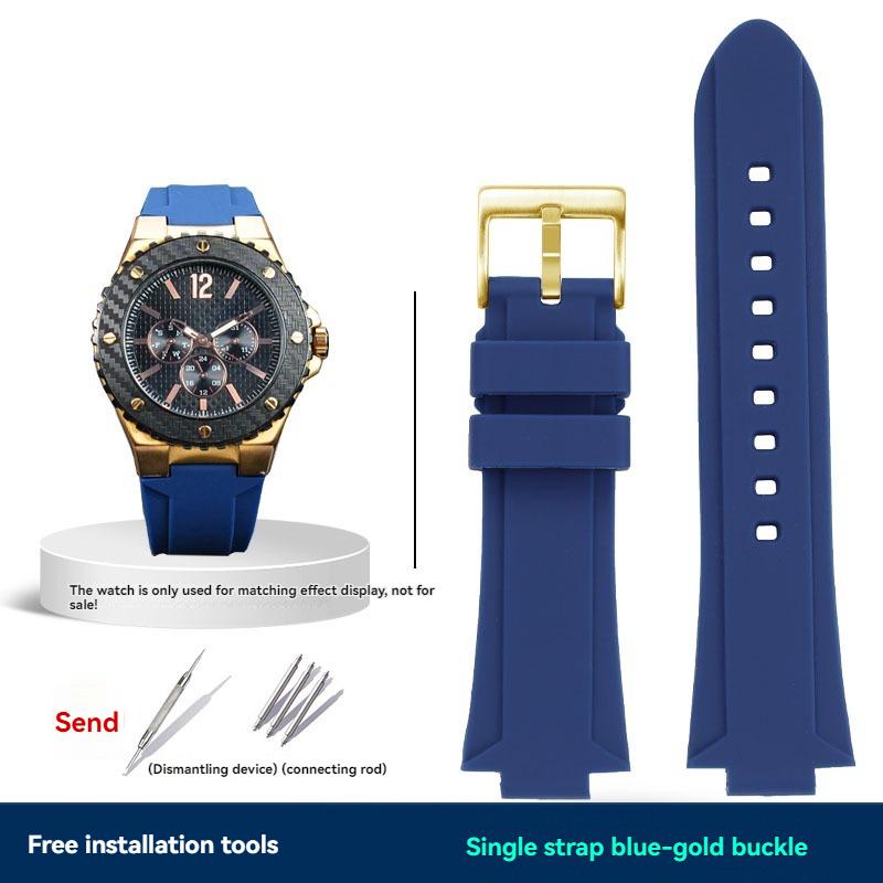 For GUESS W0149L5 Series Watch Chain Soft Resin Silicone Watchband Convex Mouth 26x14m Watch Strap Waterproof Bracelet Bue