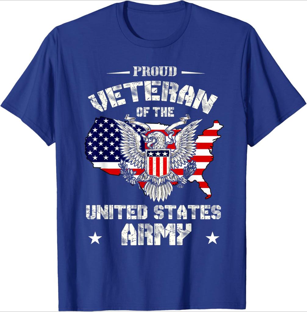 Proud Veteran of the US ArmyUSA Flag Soldier Veteran design100cotton summer Oneck short sleeve printed mens Tshirt