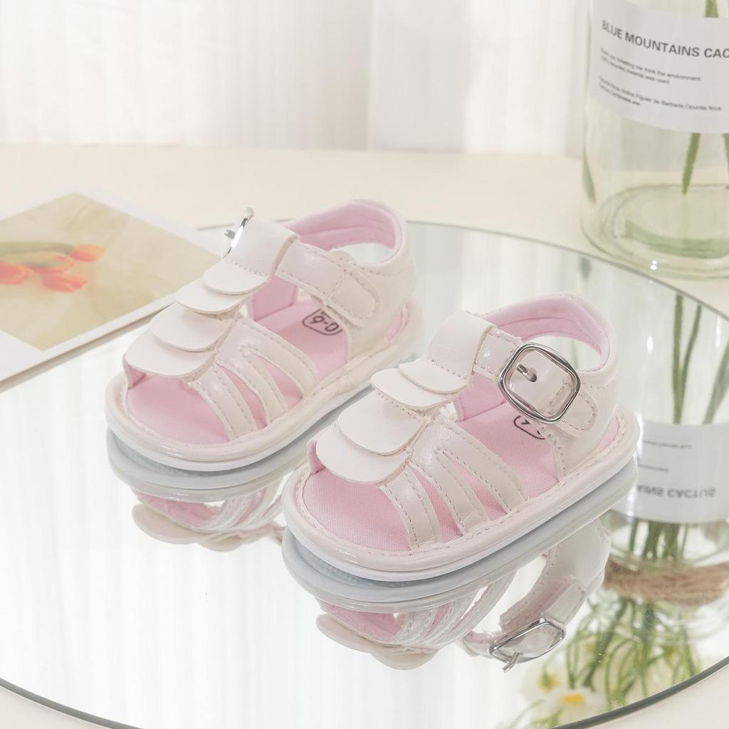 2025 New Roman Buckle PU Sandals for Girls, Non-slip Soft Sole Toddler Shoes (0-1 Year)