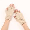 New Short Woolen Fingerless Gloves with Flip-top Fringes for Autumn and Winter Warm and Fashionable Knitted Half Finger Sleeves for Women