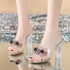 Fashion Fashion Rhinestone Women's High Heels GLADIATOR Style Woman Ultra High Heels Sandals Wedding Banquet Glass Slippers Pumps Mujer