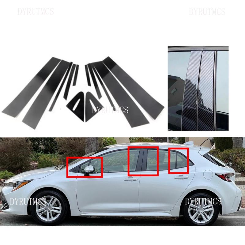 12pcs Fit For Toyota Corolla (E210) Hatchback 2019 2020 2021 2022 2023 Gloss Black Pillar Posts Door Trim Moulding Window Cover