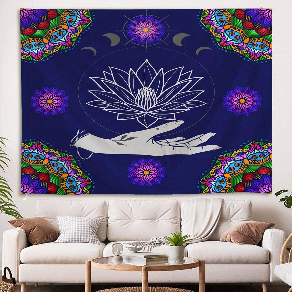 Psychedelic mandala tapestry geometric fractal kaleidoscope art wall hanging cloth hippie bohemian home decoration bed sheet