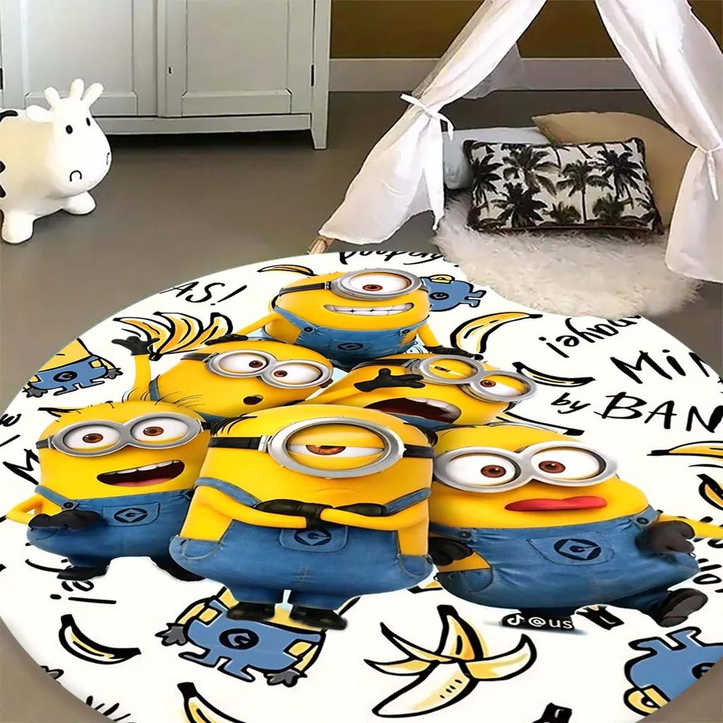 Classic Minions Circular Rug Lovely Character Pattern Round Floor Mat For Children Bedroom Living Room Home Decorative Carpet