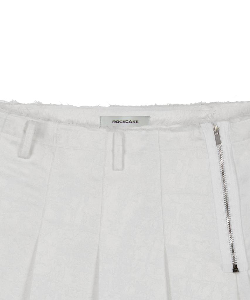 Rock Cake Jacquard Pleated Skirt - White
