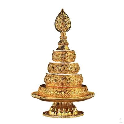 Tibetský buddhista nabízející podnos Manza Dish oltářní potřeby Vyřezávané elegantní sochy na stůl