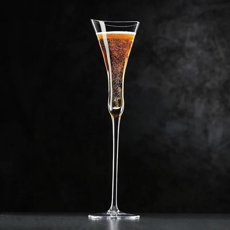 1 Stück Kristall-Champagnergläser Sektkelche Eingeschnürte Taille Weite Öffnung Kreative Champagnergläser Cocktailgläser