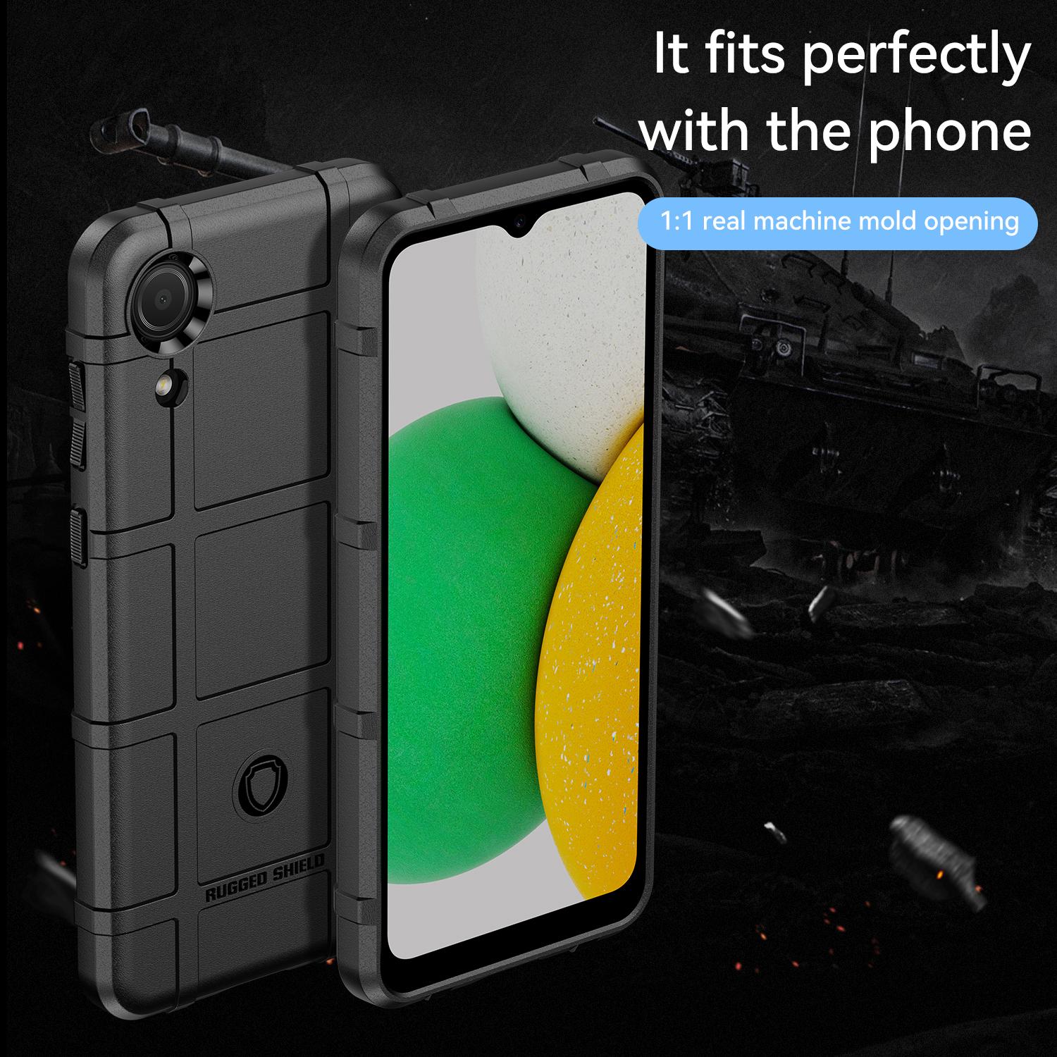 

Rugged Square Grid Design Anti-fall Thickened TPU Cover Protective Phone Case for Samsung Galaxy A03 Core Green