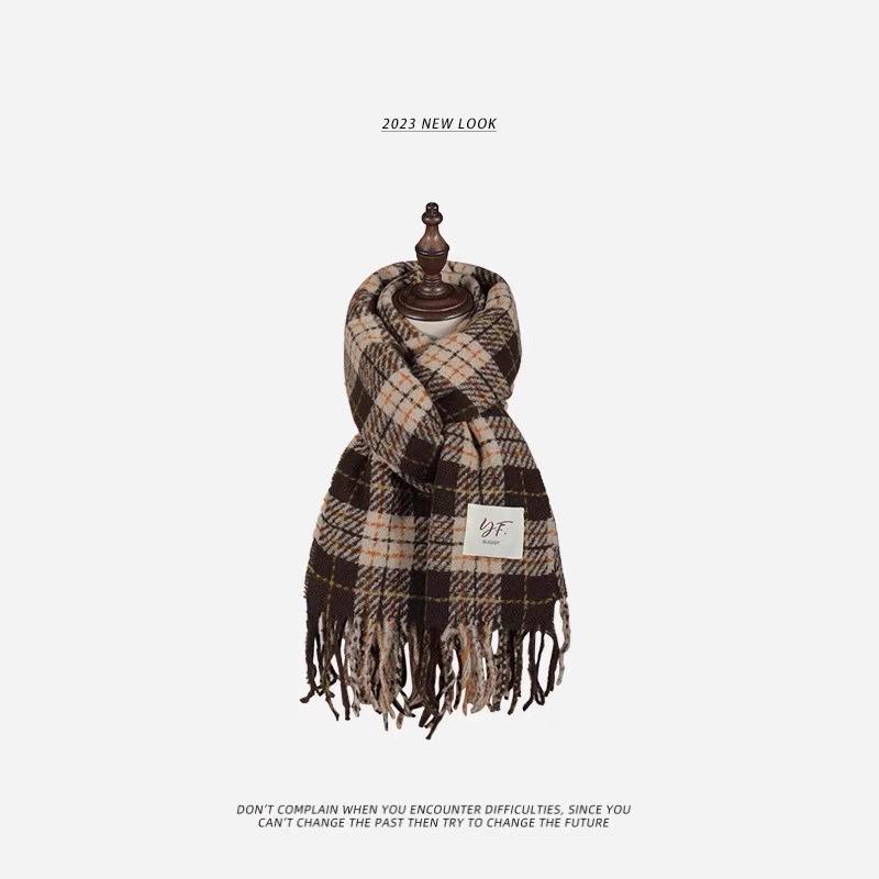 Taro Purple Plaid Scarf Women's Winter Explosion High-end New Korean Versatile Soft Waxy Warm Scarf Tide