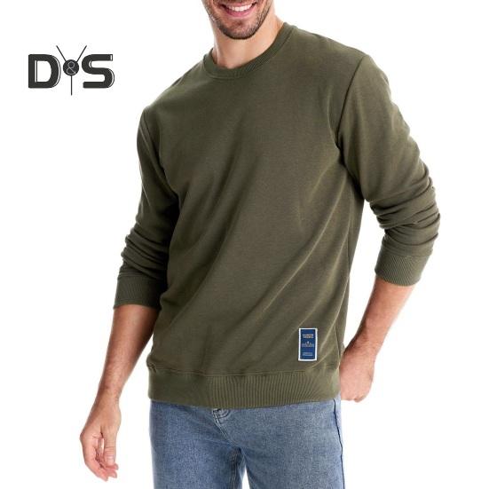 Fall Winter Men Top Loose O Neck Long Sleeves Pure Color Warm Pullover Mid Length Casual Daily Wear Sport Sweatshirt