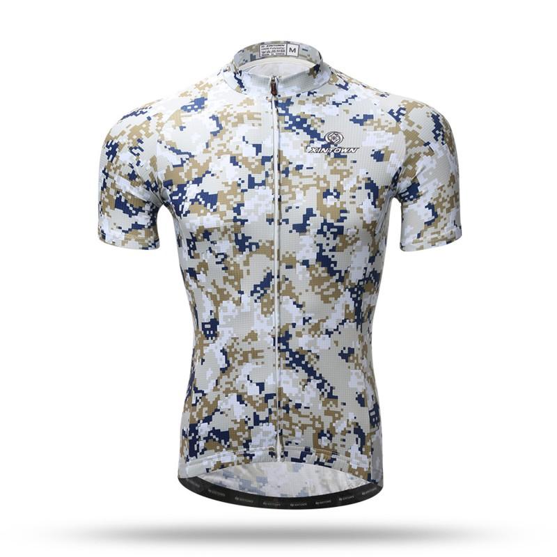 Mens Short Sleeve Cycling Jersey Camo Print Road Bike Biking