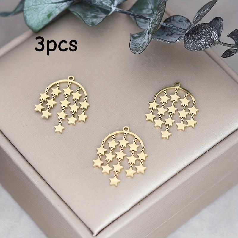 

3 sets of 201 stainless steel star tassel pendants, used for jewelry making earrings, necklace accessories wholesale 3pcs золотой