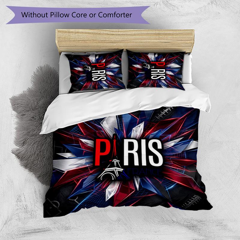 France Football Printed Bedding 3 Piece Set Cozy Breathable Bed Cover Set as Housewarming Holiday Gift