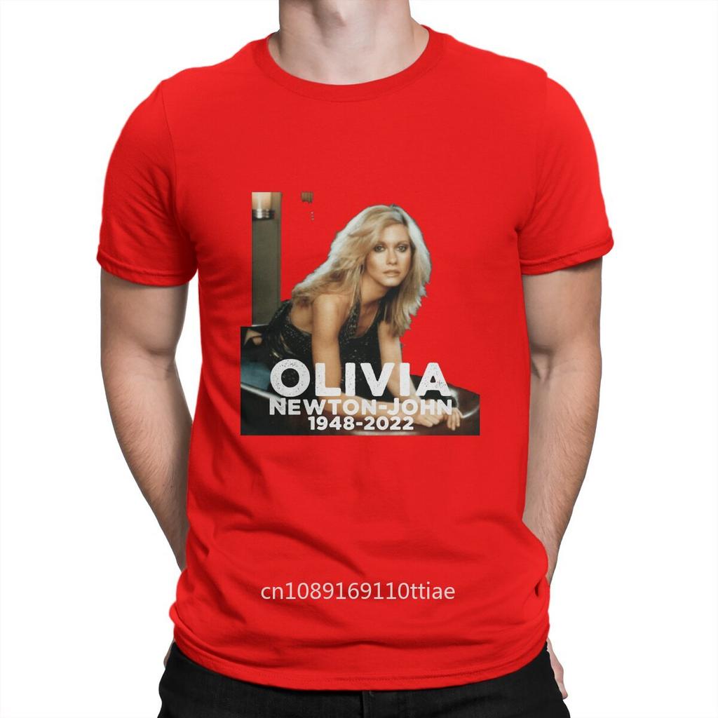 Olivia Newton John Kreatives T-Shirt für Herren RIP Engel Olivia Newton John RIP Reines Baumwoll-T-Shirt Personalisierbares Geschenk Kleidung