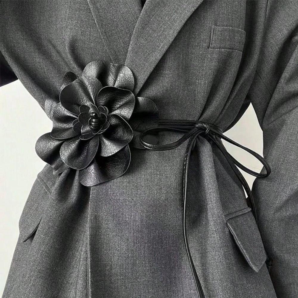 Large Flower Belt Floral Bohemian Waistband Fashion Leather Rope Belt  Ladies Jeans