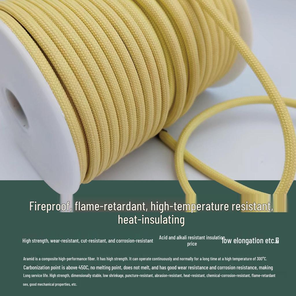 Aramid Fiber Fire Safety Rope: Flame Retardant, High-Temperature & Wear/Chemical Resistant, High-Strength, Free Shipping