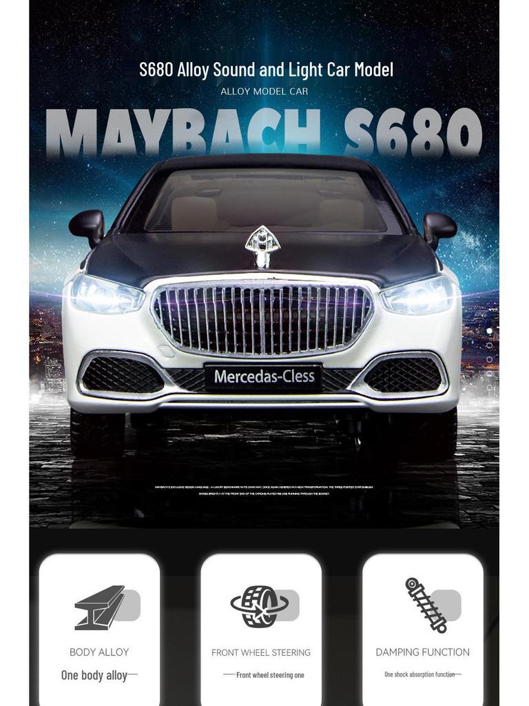 1:24 Maybach S680 Alloy Car Model with Lights - Home Decoration Toy Car