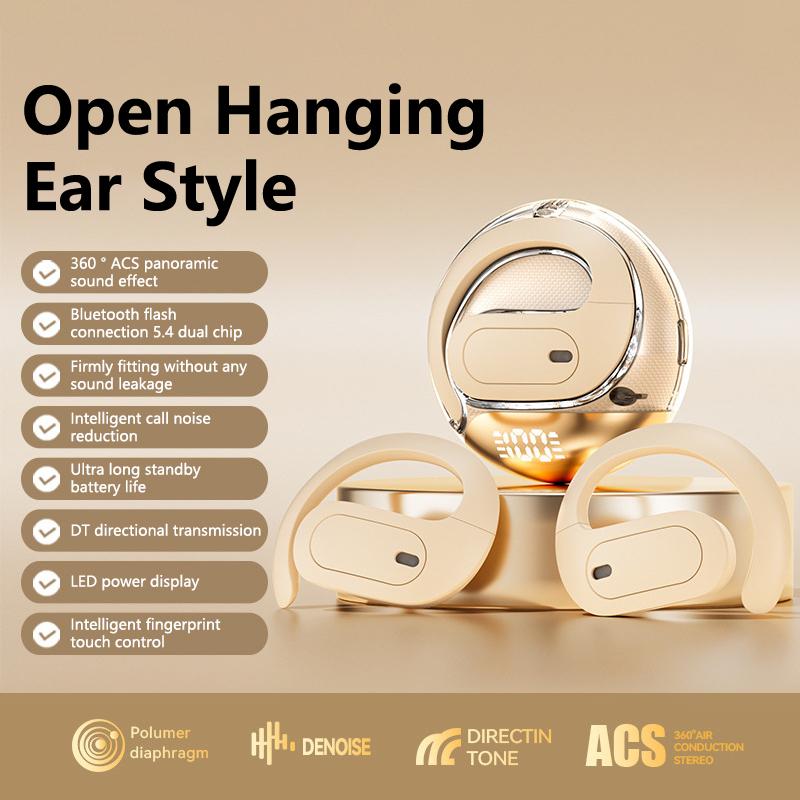 

Open-Ear Wireless Earphone Headphone For Sports Riding Running Ear Hanging Headset Earbuds With Led Battery Power Display