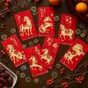 6pcs Gold Stamping 2026 New Year Red Envelope Paper Lucky Red Pocket Gift Bags  Spring Festival