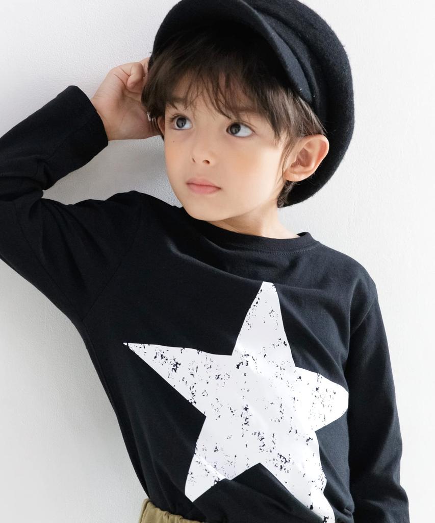 Bee Print Size x Black T-Shirt, Girls, Boys, Kids, Spring, Autumn, Winter, taa05043, 140cm, 07.BIGSTAR