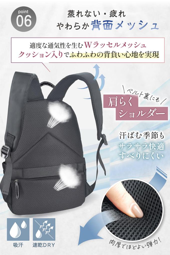 [Flechazo] Backpack for Men and Women, Large Capacity, 15.6-inch PC, Waterproof, Rucksack, Large Capacity, Ultra-Lightweight, Anti-Theft, Popular for