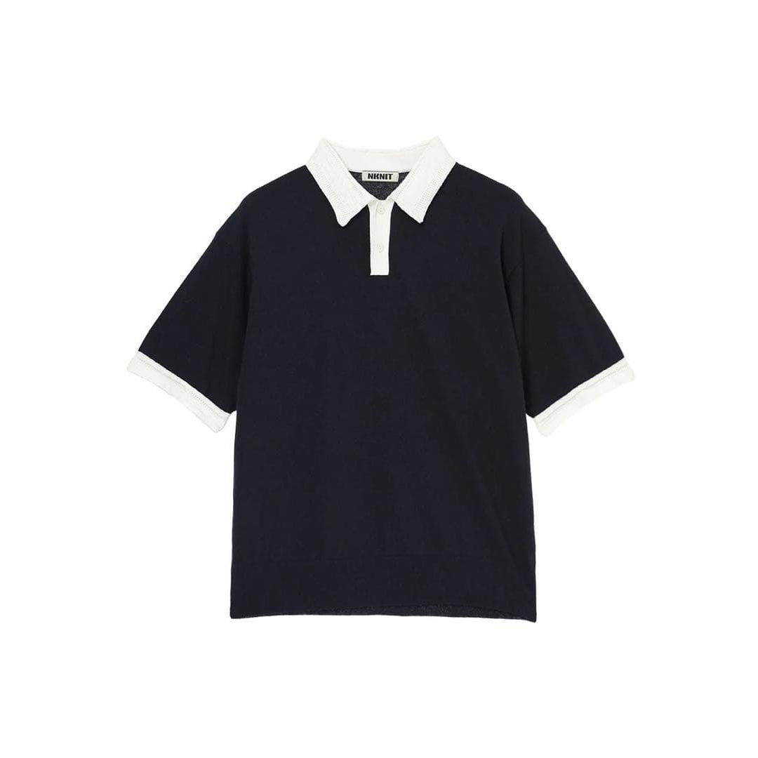 pattern collar KNIT polo shirt size2