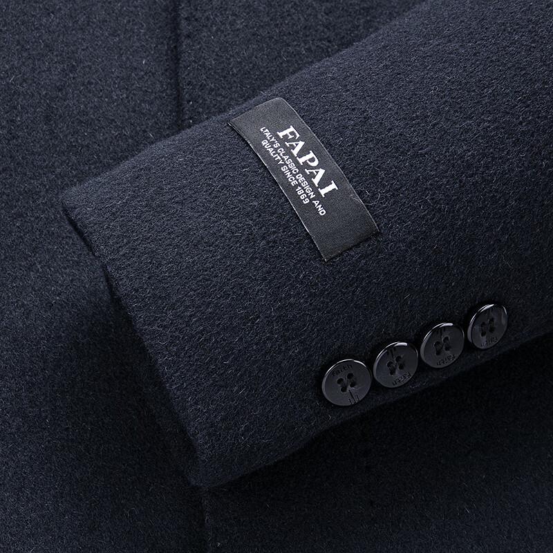 FAPAI Men's 100% Merino Wool Coat with Detachable Down Liner