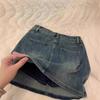 Retro Denim Short Skirt for Women In Summer New High-waisted Slim A-line Skirt Anti-exposure Hip-covering Skirt
