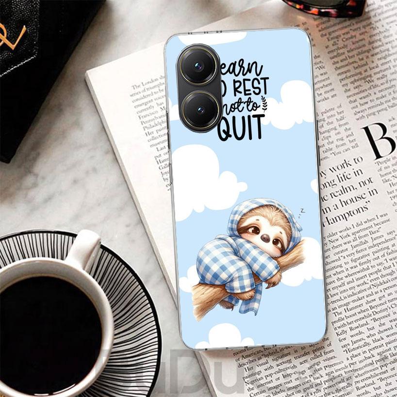Animal Cute Cartoon Sloth Coffee Cover For Xiaomi Poco X7 X6 X5 Pro X3 Nfc F7 Ultra Phone Case F6 F5 X4 F4 Gt F3 M6 M5S M4 M3 Pr