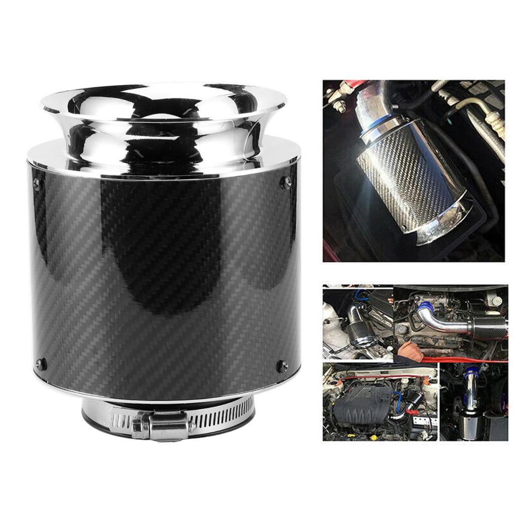 Carbon Fiber Air Filter 76mm Automotive Carbon Fiber Texture Air Filter Filtering Area (M)
