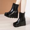 Small Size 32-43Thick Sole Plush Shoes Winter Women 2025 Elegant High Heels Wedges Ankle Boots Soft Leather Booties Platform