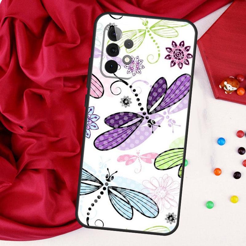 Floral Colorful Dragonfly For Samsung Galaxy A52 A32 A22 A54 A14 A16 A26 A36 A56 A55 A35 A05 A06 A15 A53 A33 A13 Case
