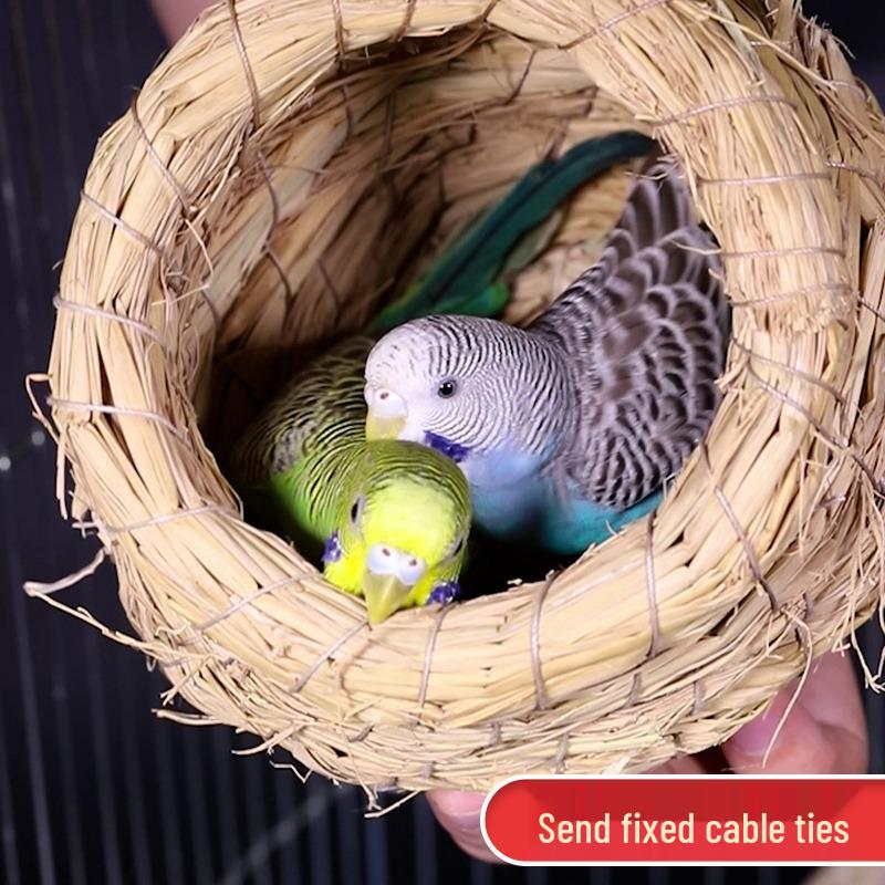 Cockatiel Egg-Laying Nest: Handwoven Tiger Grass Insulated Bird Nest for Warmth and Comfort