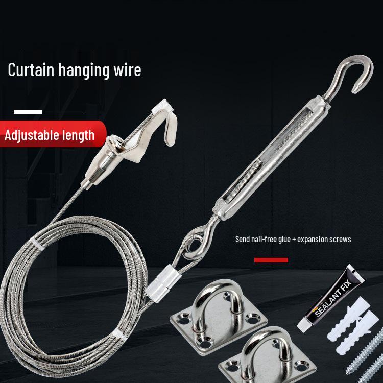 Wysuwana stalowa linka do zasłon bez wiercenia do zasłon zaciemniających i woalowych