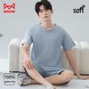 Mao Ren Men's Summer 100% Cotton Antibacterial Pajama Set