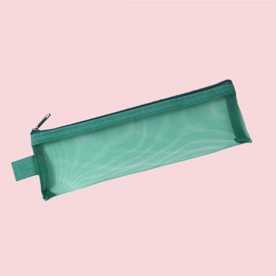2PCS Pencil Case, with Zipper Large Opening, Transparent Mesh Fabric Organizer, Lightweight Storage Bag for School Office Travel