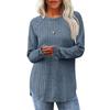 Women S Loose Round Neck Long Sleeve Top With Curved Hem
