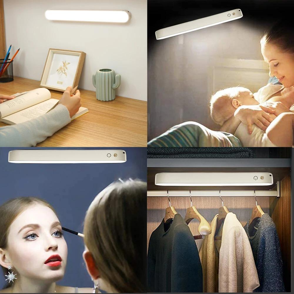 LED Night Light Touch Sensor Wireless USB Rechargeable Wall Lamp 3 Colors Dimming Night Lamp Decoration Bedroom Cabinet Lights