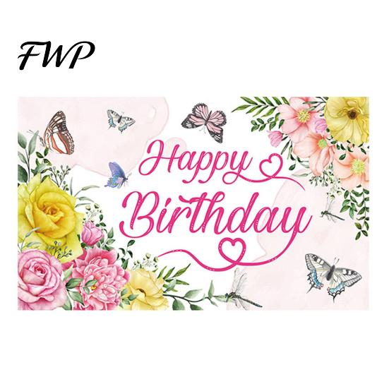 Birthday Party Decoration Happy Banner Backdrop, Photo Background Cloth for Celebration, Reusable Bunting Flag Decor Kids Women, Supplies Double-sided