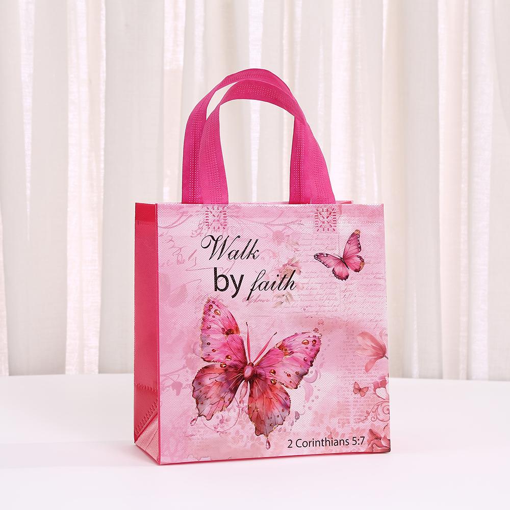 12/30pcs Butterfly Print Non Woven Tote Bags Laminated Waterproof Shopping Bags Reusable Gift Bags for Party Favor Packaging