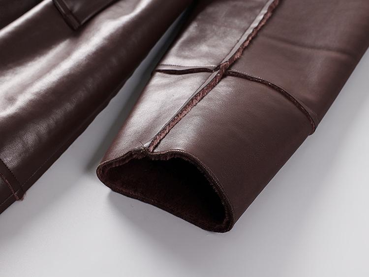 Men's Plus Size Fur-Lined Long Faux Leather Trench Coat