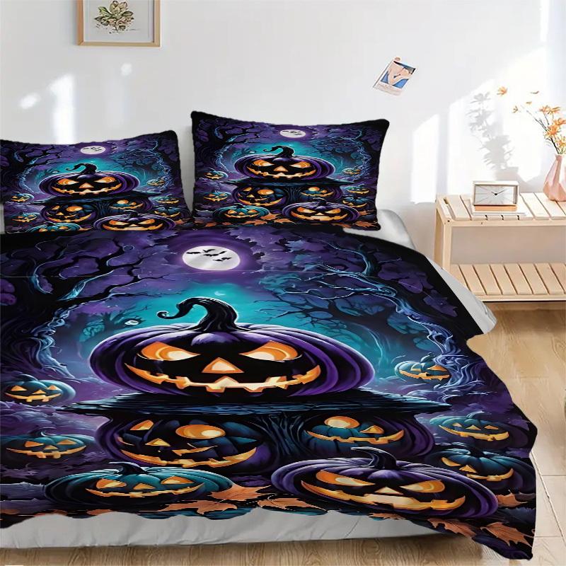 3pcs Spooky Night Scene Duvet Cover Set - Includes 1 Duvet Cover and 2 Pillowcases, No Quilt Core, All-Season Home Decor yy251111087