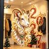 Electrostatic Glass Sticker for Home 2027 Year of Goat Window Cling, Golden?White Zodiac Static Professional Holiday Sticker, Lunar New Spring