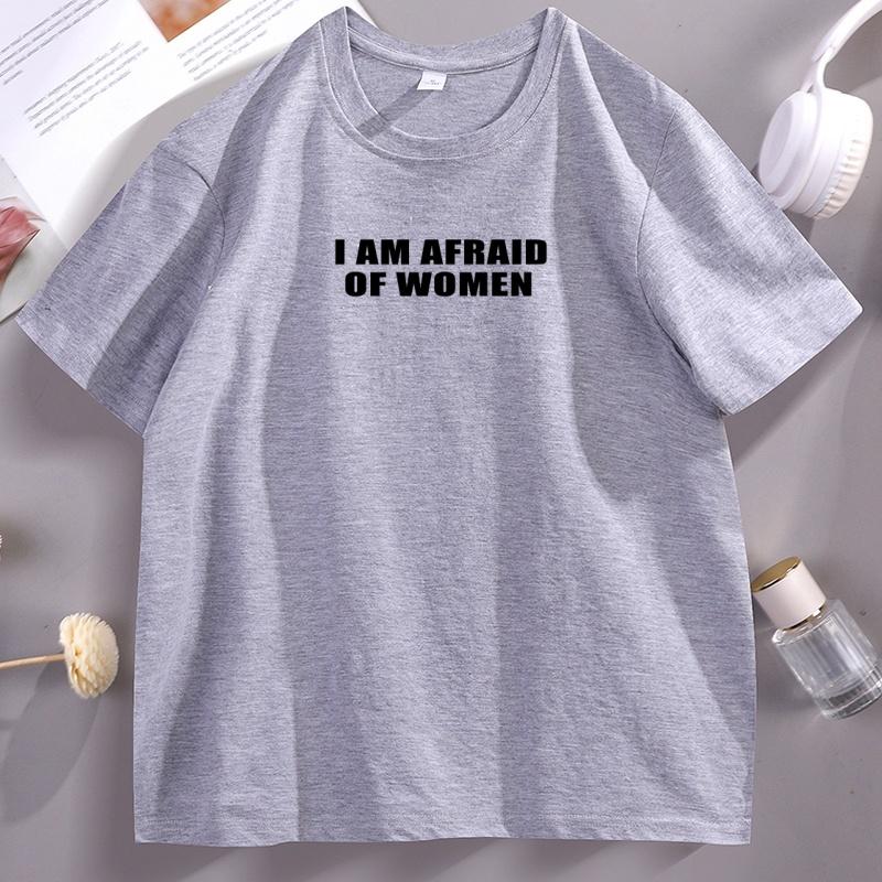 Ich habe Angst vor Frauen T-Shirts Lässig Baumwolle Kurzarm Rundhalsausschnitt T-Shirt Unisex Ehemann T-Shirt Weich Atmungsaktiv Lässige Kleidung Oberteile