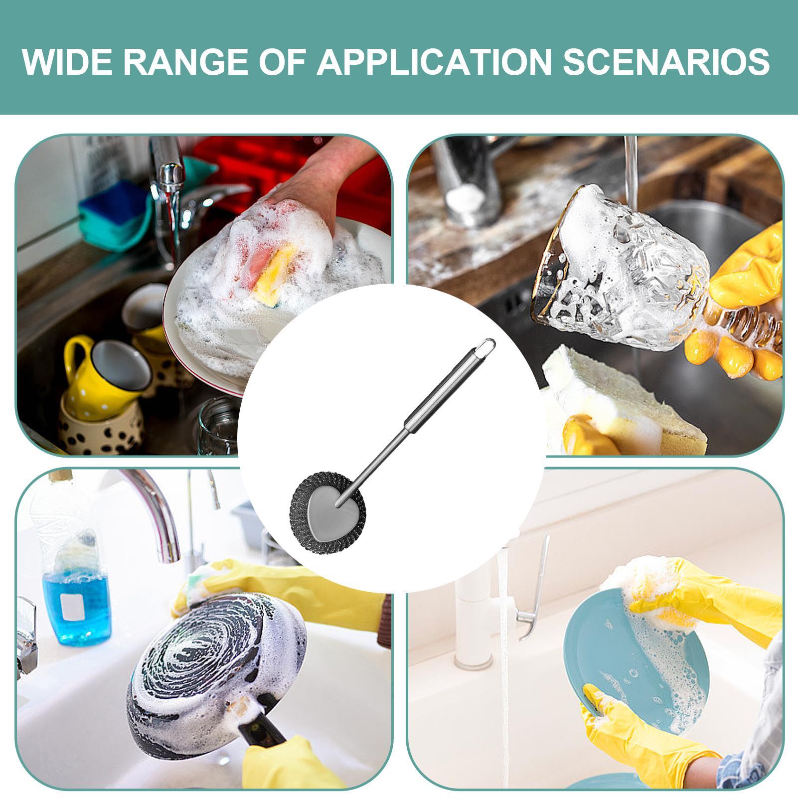 

Kitchen Brushes For Dishes Long Handle Cleaning Tools Metal Pot Brushes Scrubber Tools For Pans Sink Grills Kitchenware Bowls S